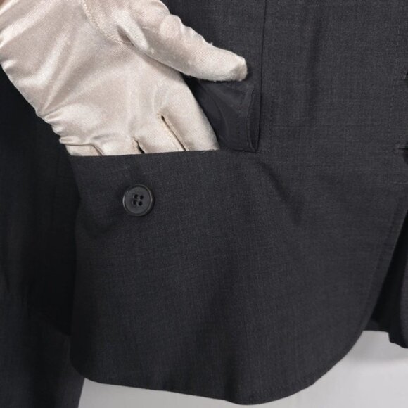 Theory WOOL Blend USA🇺🇸MADE Button Up Collared Crop Blazer Jacket Size 10 - Picture 8 of 11